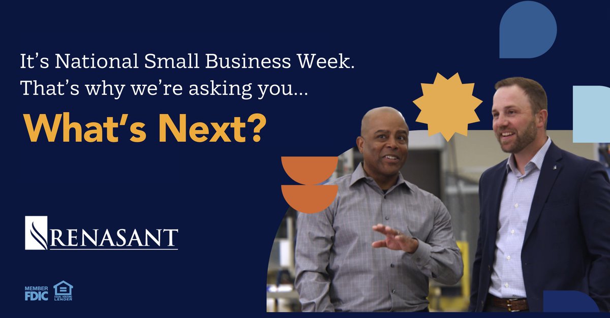Are you trying to figure out how to take your small business to the next level? It's National Small Business Week, and Renasant is here to help. Learn more at RenasantBank.com/WhatsNext. #SmallBusinessWeek