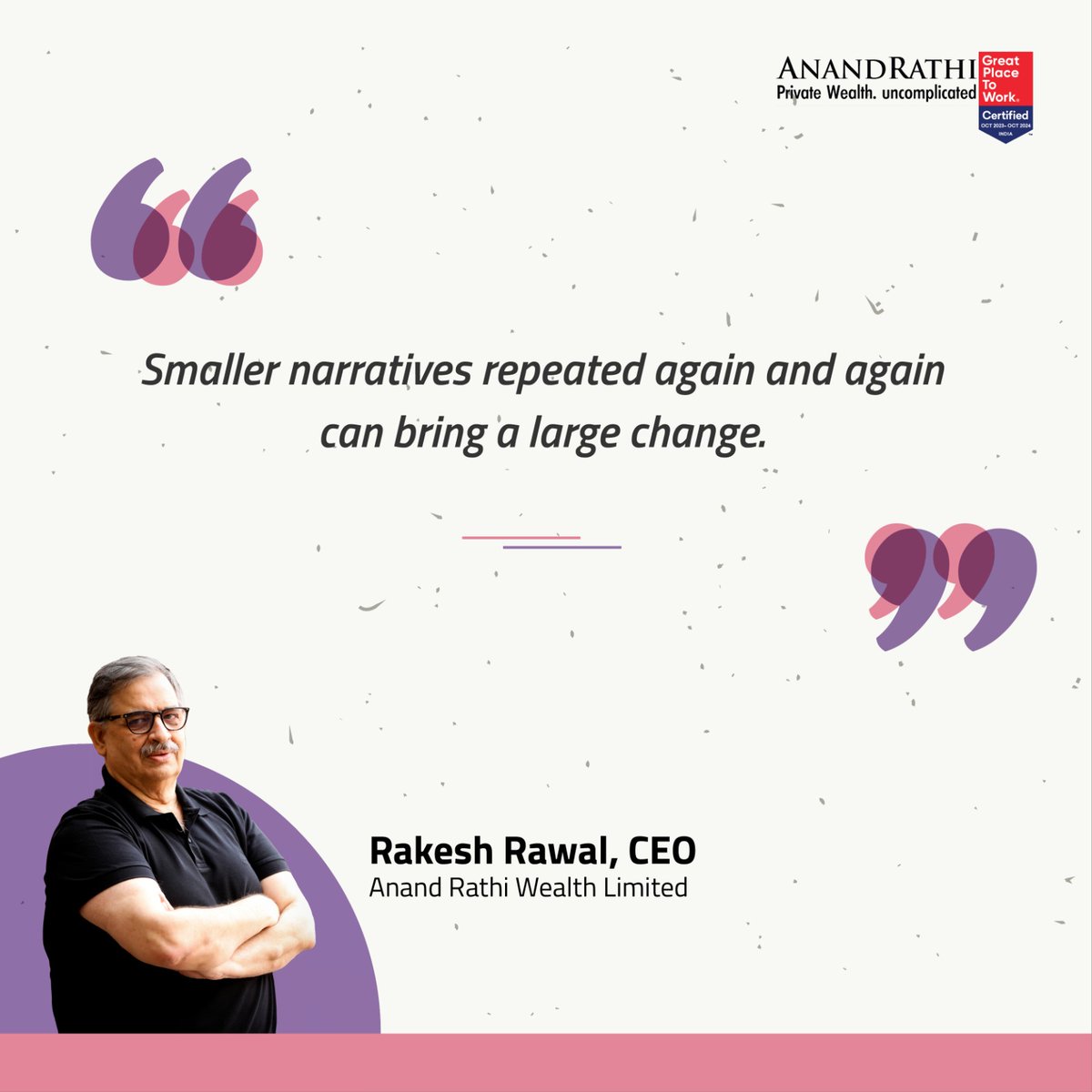 Our CEO, Rakesh Rawal emphasizes the power of consistency, noting that small, repeated narratives can lead to significant changes. Know more: anandrathiwealth.in/landing #mathematicalrevolution #financialplanning #wealthmanagement #mutualfunds #anandrathiwealth #india #indian…