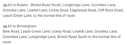 DIVERSION⚠️ 1st and 2nd May, 7 PM - 5 AM (each day) Bristol Road South will be closed from Longbridge Lane to Longbridge Island for Highway Repairs, 🚌63 will be in diversion: