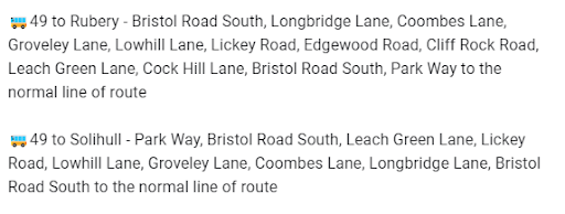 DIVERSION⚠️ 1st and 2nd May, 7 PM - 5 AM (each day) Bristol Road South will be closed from Longbridge Lane to Longbridge Island for Highway Repairs, 🚌49 will be in diversion:
