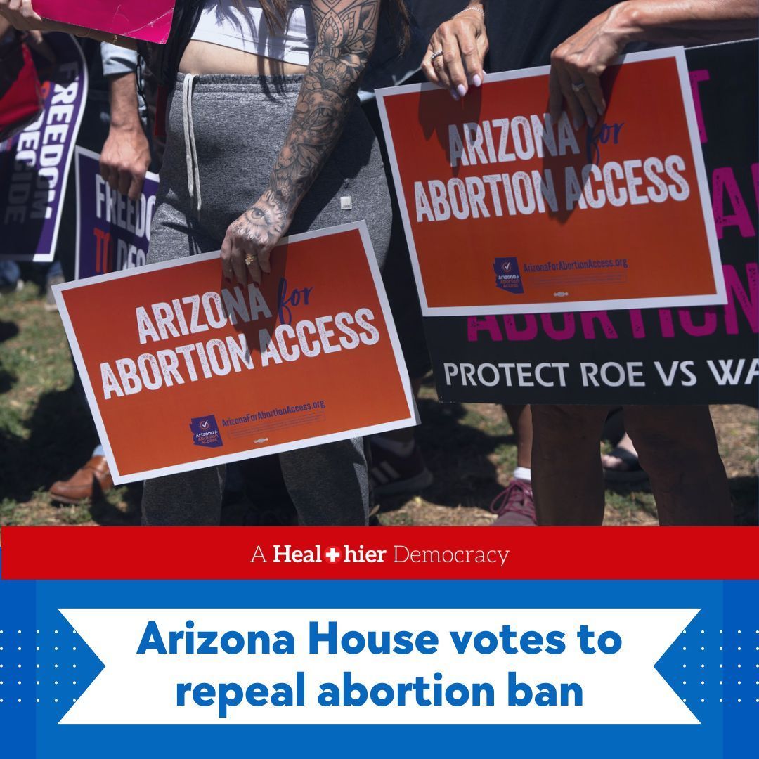 Doing the right thing: Three Republicans joined with Democrats in the Arizona State House to pass a repeal of the state's century-old abortion ban. 🌵💪🏼This is about more than politics; it's about protecting women's rights and ensuring healthcare decisions are theirs to make. ✅