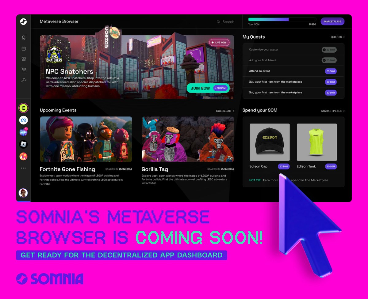 👀 Keep your eyes peeled! The #Somnia Metaverse Browser is almost here. Get ready to simplify your journey into the #metaverse, enhance your creativity, and find new opportunities. Coming soon — stay tuned! 🚀🕒🎨 

Learn more - codex.somnia.network/solution/metav…