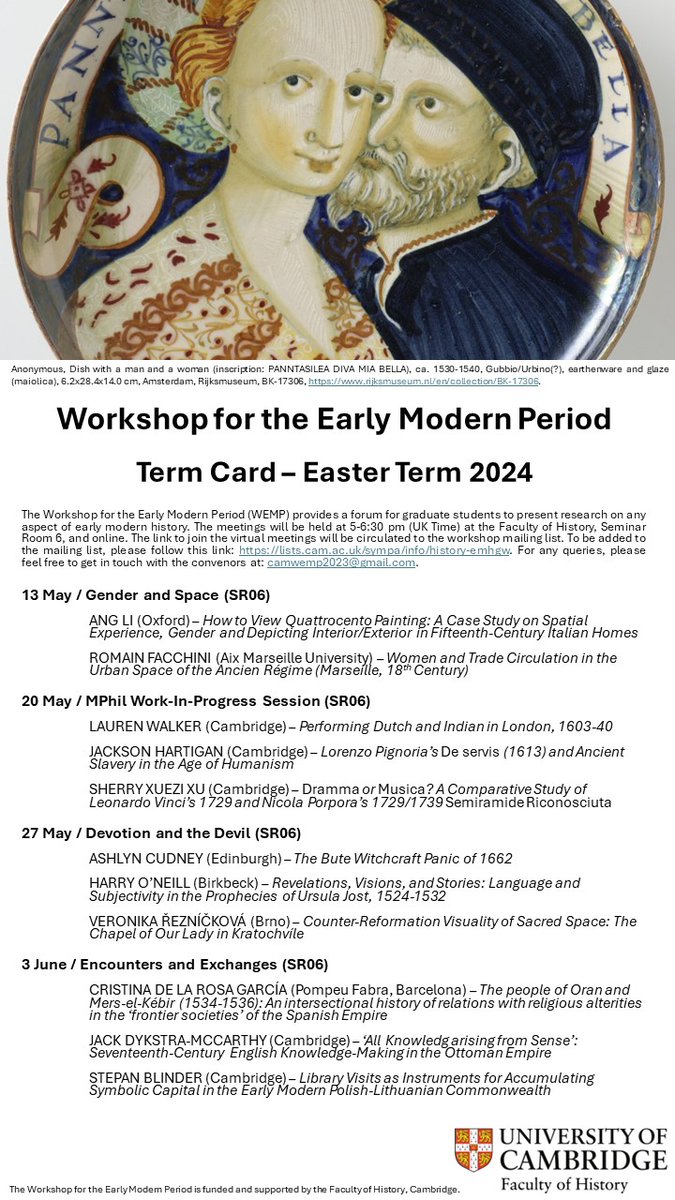 ✨TERM CARD - Easter Term 2024✨ We are thrilled to release our Easter Term 2024 programme! All sessions will run in a hybrid format at @CamHistory and on Teams. To receive the link and regular updates, please email camwemp2023@gmail.com to be added to the mailing list. 👇
