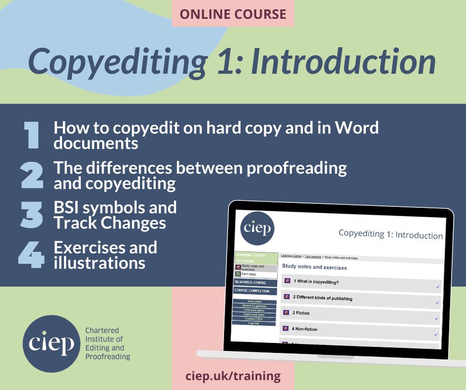Hone your editorial skills with the CIEP's online training courses. Discover more about Copyediting 1: Introduction here. 🔎 ciep.uk/training/choos…