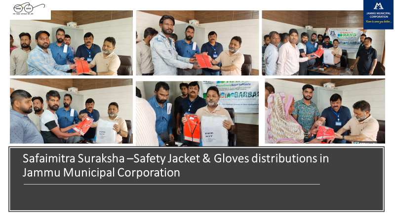 Exciting start to May in Jammu! With Swachhta Mitra Suraksha, our Health & Sanitary Officers are ensuring safety for our SKCs & SWs. Dr. Vinod Sharma led the way, distributing safety gear in Ward no. 41, Tallab Tillo, fostering teamwork for a cleaner city! #SwachhJammu #TeamWork