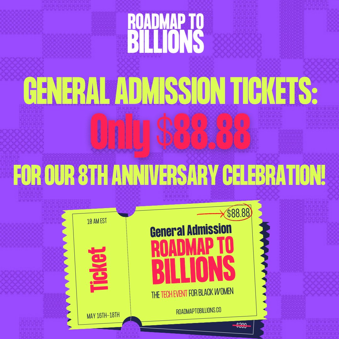 Celebrate our 8-year milestone with us! 🎉 For just 24 hrs, enjoy a special discount: GA tickets to Roadmap to Billions 2024 for only $88.88. Use code '8888'. It's our way of saying thank you! 😊
🔗 hubs.ly/Q02vSyyh0 
#RoadmapToBillions24 #AnniversarySpecial #RTB24