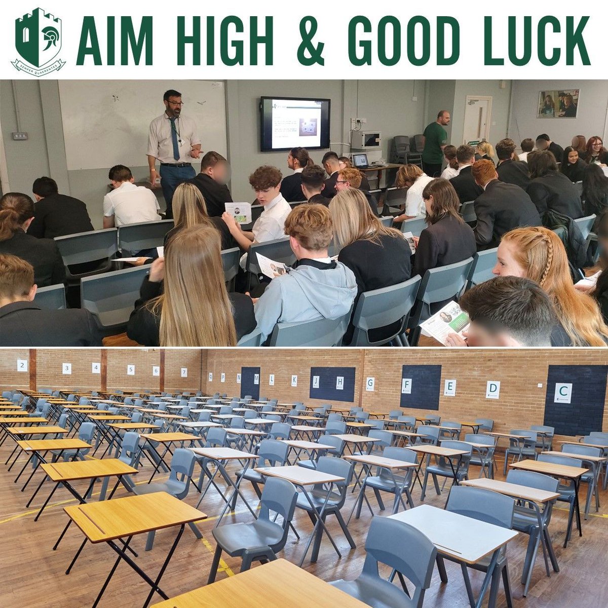 Our summer exams have started today and will continue until Friday 21st June. We would like to wish all the students involved in Year 11 and 13 the very best of luck. #ambition #aimhigh