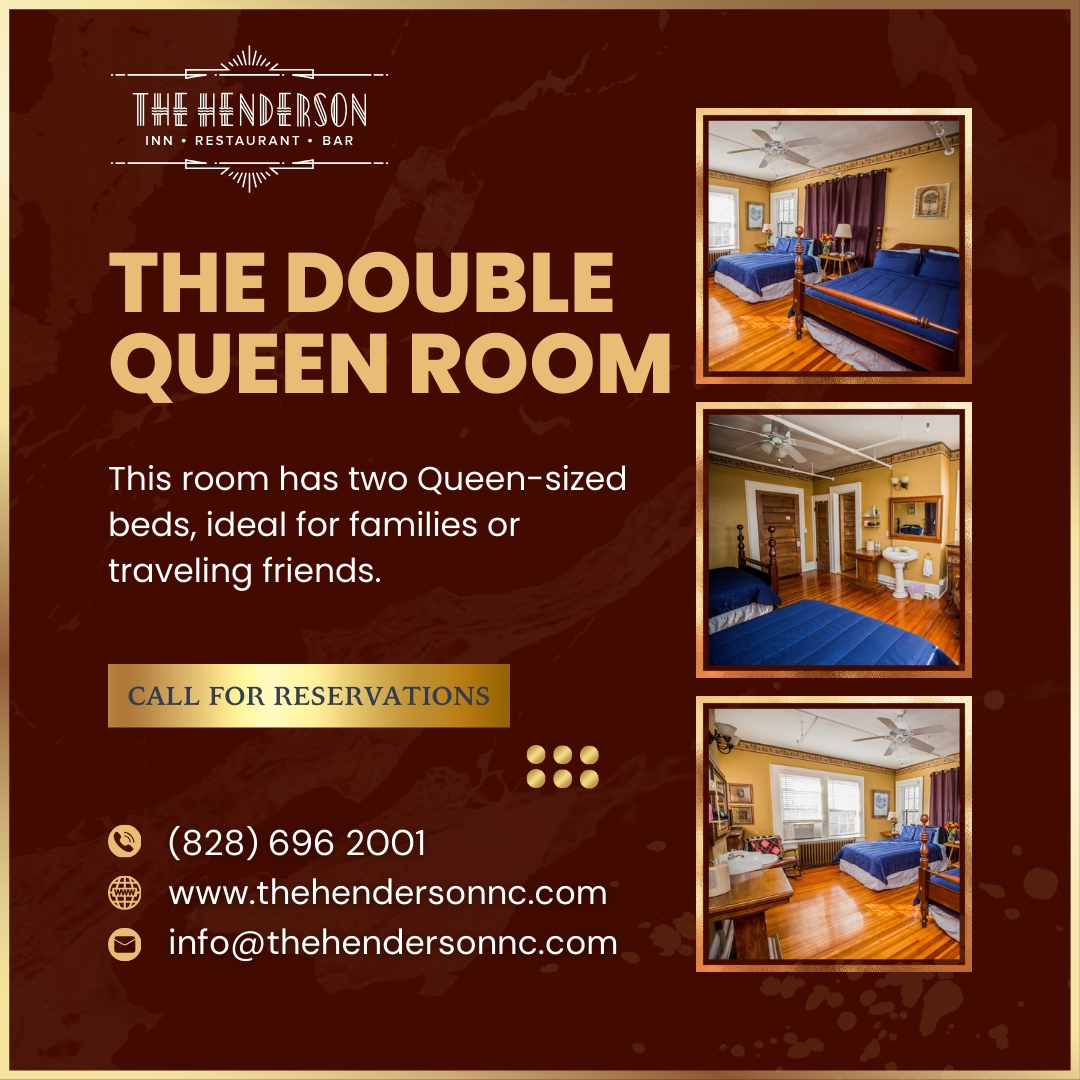 Experience spacious comfort in our Double Queen Room - perfect for your next getaway!

🌐thehendersonnc.com
📞828-696-2001

#TheHendersonInn #BedAndBreakfast #DiningExperience #NCBedAndBreakfast #HendersonvilleNC #BnB #BreakfastGoals #SundayBrunch