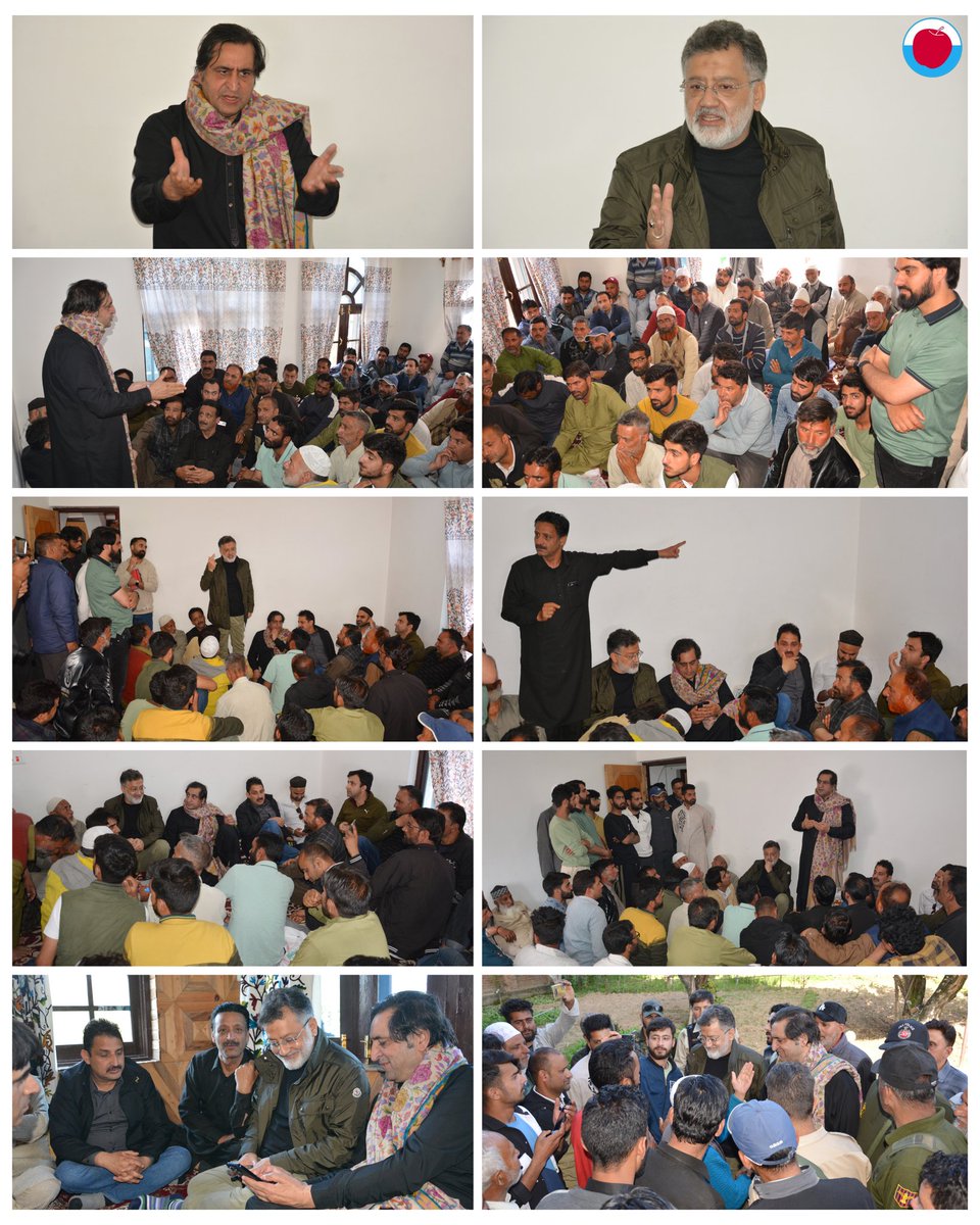 @JKPCOfficial President and Lok Sabha Candidate North Kashmir @sajadlone, Sr Gen Sec Molvi @imranrezaansari, Secretary @AbbasWani_, Sr Leader @Yasir Reshi, & @YJKPC_ President @Mudasir__Karim, bring their vision to Palhalan (Pattan) on a meaningful social-political visit.