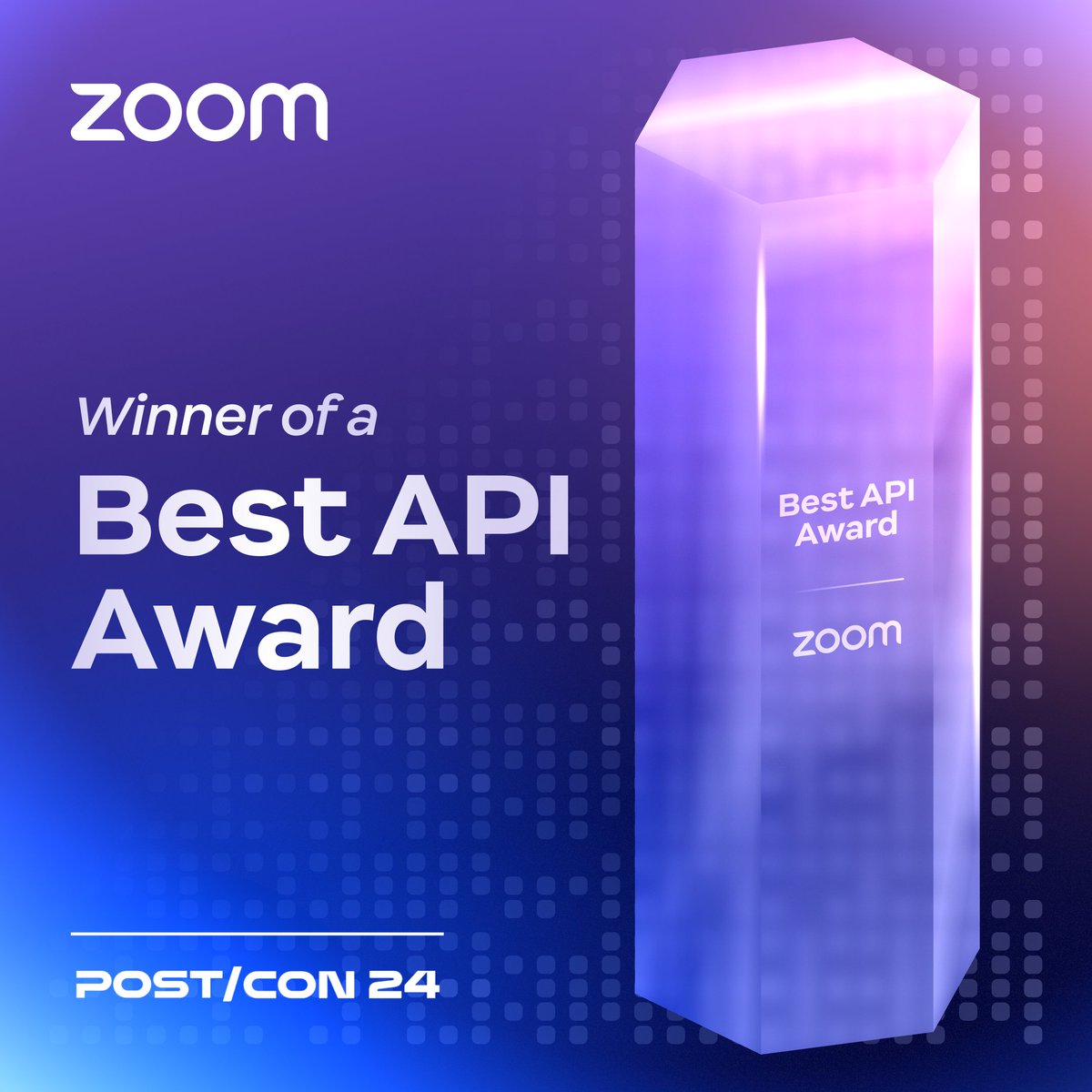 Zoom's tweet photo. Congratulations to our developer team for winning a Best API award at #POSTCON 🎉

The award recognizes excellence in developer experience for @getpostman's Public API Network, and underscores the significance of our efforts in enhancing our API ecosystem. Way to go, team! 👏 https://t.co/nvddKB9LAd