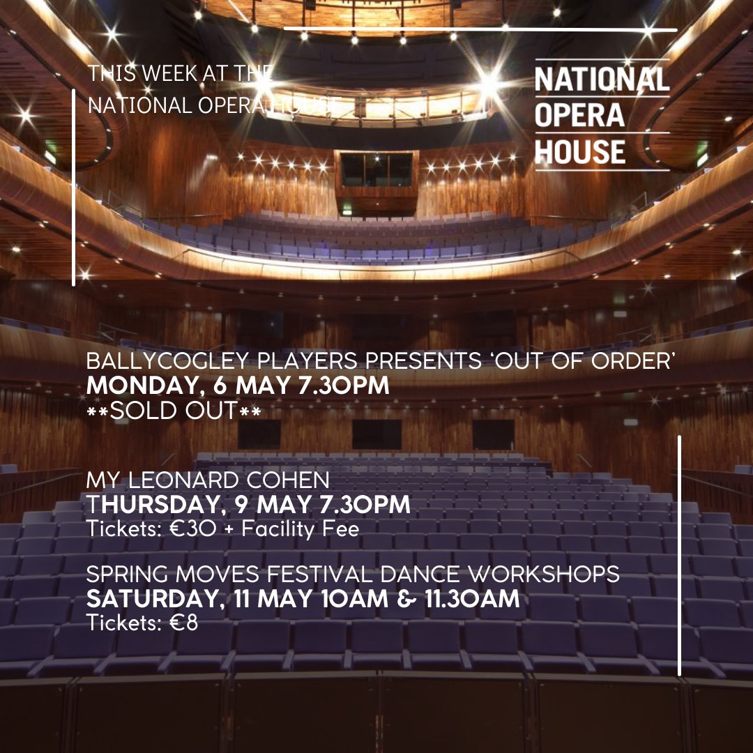 Happy Bank Holiday Monday everyone! 🎉🥳 Here's what we have in store this week in the National Opera House. Find out more at nationaloperahouse.ie