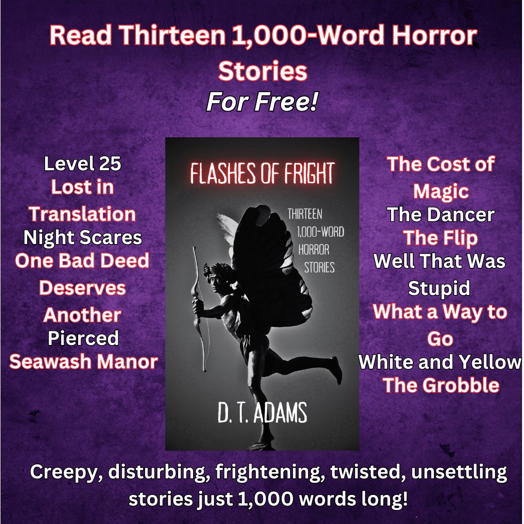 Flashes of Fright, a collection of thirteen 1,000-word horror stories. is free until 9th May. 😱☠️🪦⚰️#flashfiction #scarystories #horrorcommunity #talesofterror
amazon.com/dp/B0CM3XHQ1F