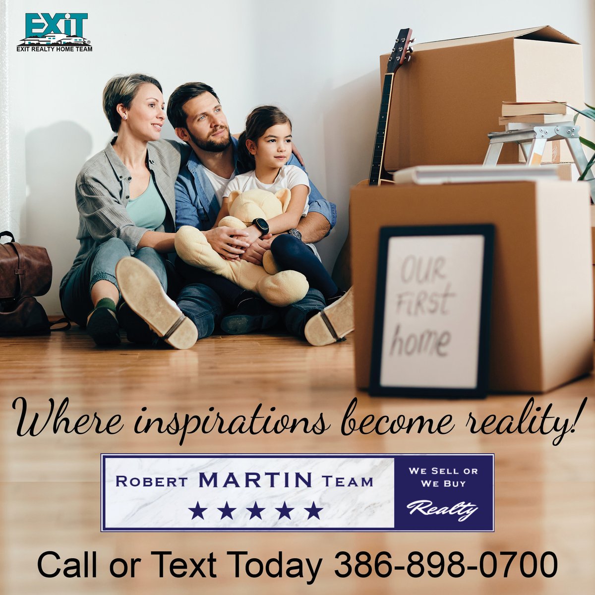 EXIT Realty Home Team - where inspirations become reality!
Call or text 386-898-0700 today - we're ready to get to work for you.

#EXITRealtyHomeTeam #DaytonaBeachHomes #DaytonaBeaachRealEstate #HomesForSale #LuxuryHomes #WaterfrontHomes #LovEXIT #EXITRealty #curbappeal...