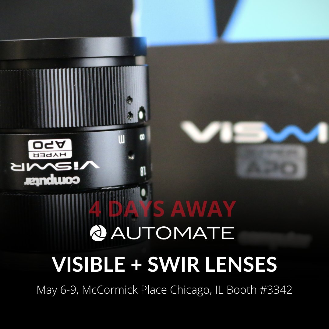👀 In 4 days at #Automate2024, explore beyond the visible with our ViSWIR lens series at Booth 3342! Perfect for hyperspectral/multi-spectral imaging across 400nm-1,700nm. 🤖💡 computar.com/automate #AutomateShow #Robotics #MachineVision #ChicagoIL