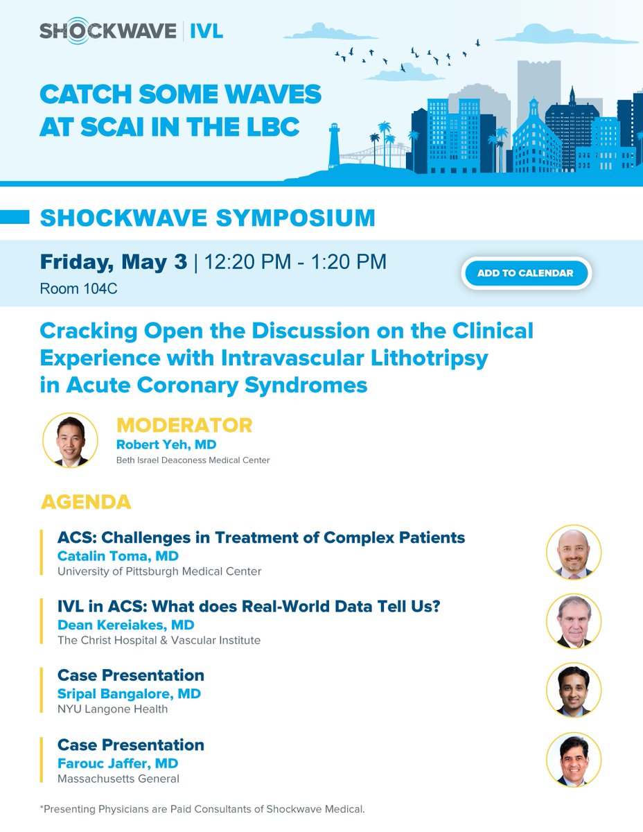 Shockwave Medical (@shockwaveivl) on Twitter photo Tomorrow at #SCAI2024, see how we're making waves treating patients with ACS! Join us in 104C for the #ShockwaveIVL symposium led by Drs. <a href="/rwyeh/">Robert W. Yeh</a> <a href="/djkereiakes/">Dean Kereiakes, M.D.</a> <a href="/CatalinPToma/">Catalin Toma, MD</a> <a href="/SripalBangalore/">Sripal Bangalore</a> & <a href="/FaroucJaffer/">Farouc Jaffer MD PhD</a>.
blog.shockwavemedical.com/scai2024
US Rx only. ISI bit.ly/3iEq7fC <a href="/SCAI/">SCAI</a> Tomorrow at #SCAI2024, see how we're making waves treating patients with ACS! Join us in 104C for the #ShockwaveIVL symposium led by Drs. <a href="/rwyeh/">Robert W. Yeh</a> <a href="/djkereiakes/">Dean Kereiakes, M.D.</a> <a href="/CatalinPToma/">Catalin Toma, MD</a> <a href="/SripalBangalore/">Sripal Bangalore</a> & <a href="/FaroucJaffer/">Farouc Jaffer MD PhD</a>.
blog.shockwavemedical.com/scai2024
US Rx only. ISI bit.ly/3iEq7fC <a href="/SCAI/">SCAI</a>