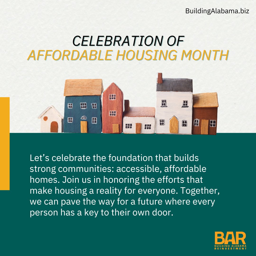 This Affordable Housing Month, let’s celebrate the foundation that builds strong communities: accessible, affordable homes. 

#AffordableHousingMonth #HomesForAll #raisingtheBAR #buildingalabamareinvestment