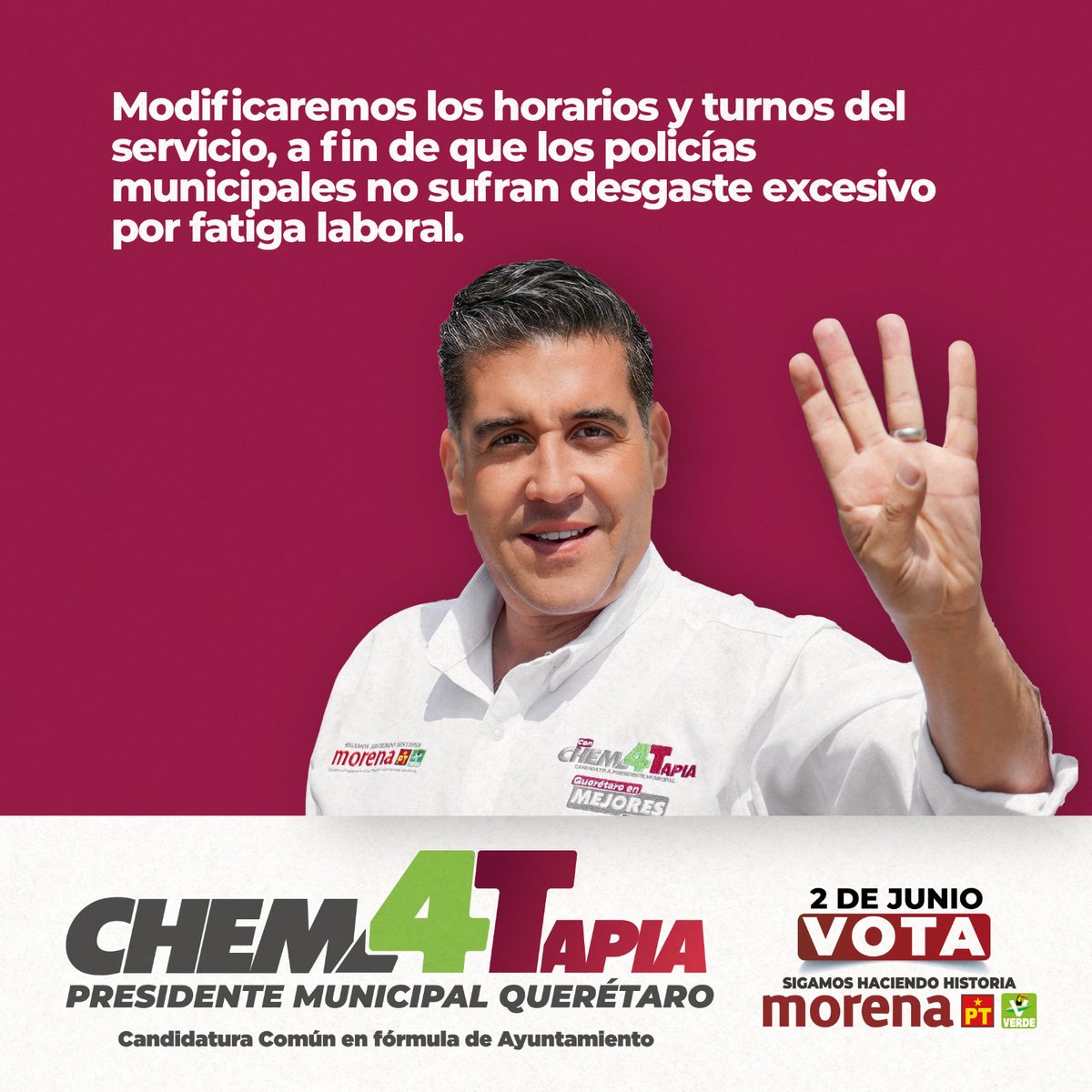 Lo que nuestra policía necesita es un liderazgo que con ingenio, voluntad y organización aproveche al máximo sus capacidades y les dé su lugar como parte fundamentales de la sociedad queretana. #ChemaPresidente #QuerétaroEnMejoresManos