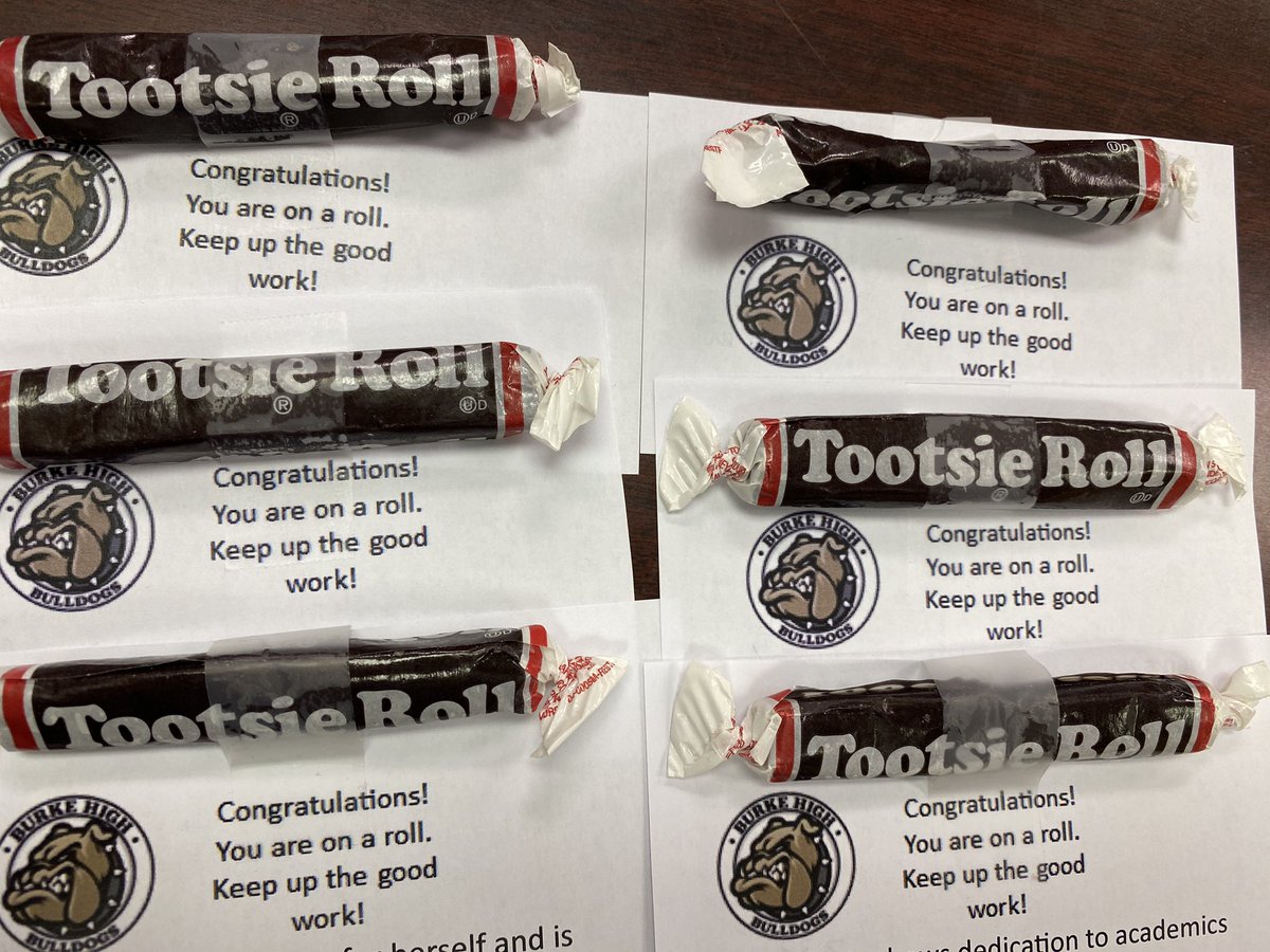 On the move this morning giving fist bumps and tootsie rolls to students who are “on a roll” in these final weeks of the year 🖤💛 Keep up the good work, Dawgs 👊🏼 # WeAreBurke