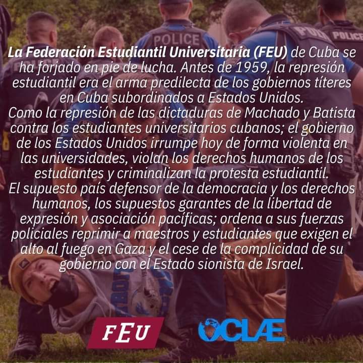 La #UniversidadDGranma está con el pueblo de Palestina en su lucha contra la injusticia y la dignidad. La #FeuUdg está con ustedes ✊🏼. 
#GenteQueSuma 
#FreePalestine