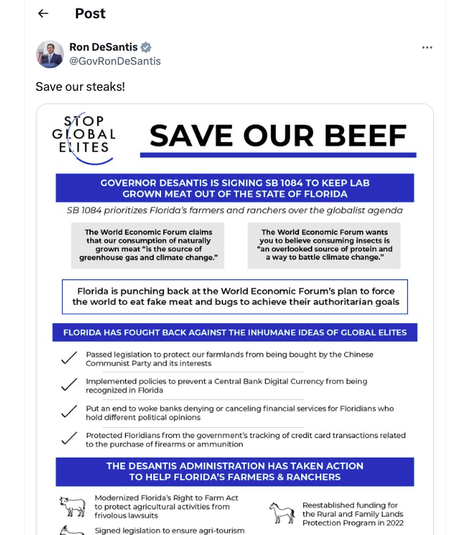 Always good to see an elected official spreading conspiracy theories to 'save our beef'