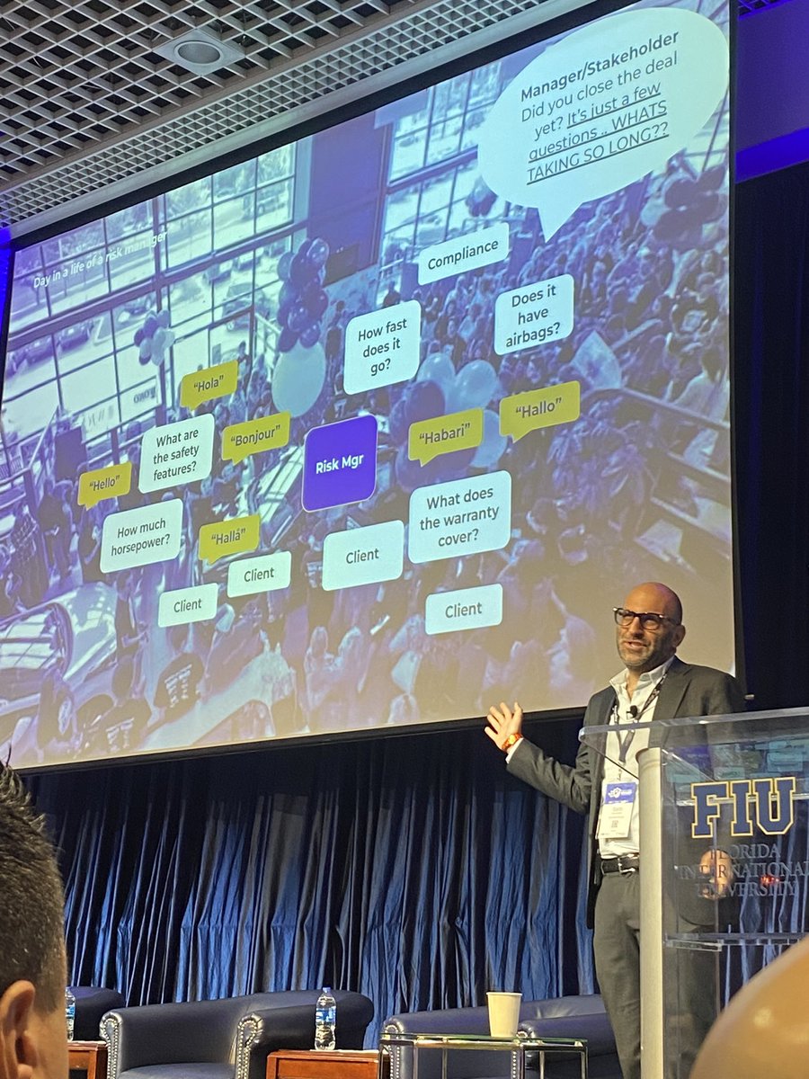 Eye-opening keynote on #TPRM by @security_score’s co-founder, Sam K., at Secure Miami Conference. Did you know? Nearly 98% of us have dealt with a compromised third party. Let’s Embrace #AI & #LLMs to accelerate risk assessment and forge secure partnerships! @Digitaleragroup