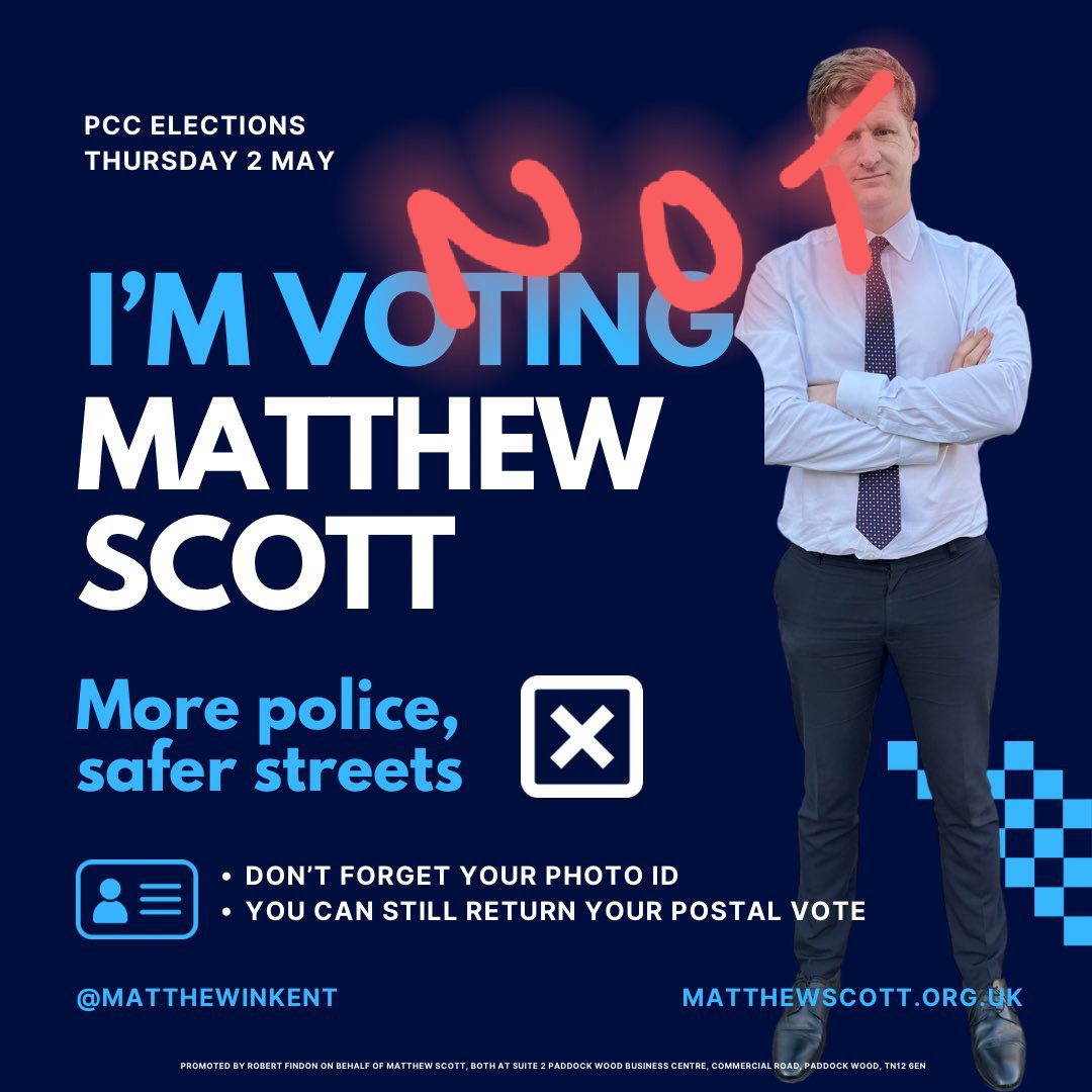 Matthew @matthewinkent has got to go. He's been absolutely useless in tackling the surge in antisocial behaviour from nuisance motor vehicles on greenspaces, pavements and roads. #LocalElections #LocalElections2024 #PCC #ElectionDay #Election2024