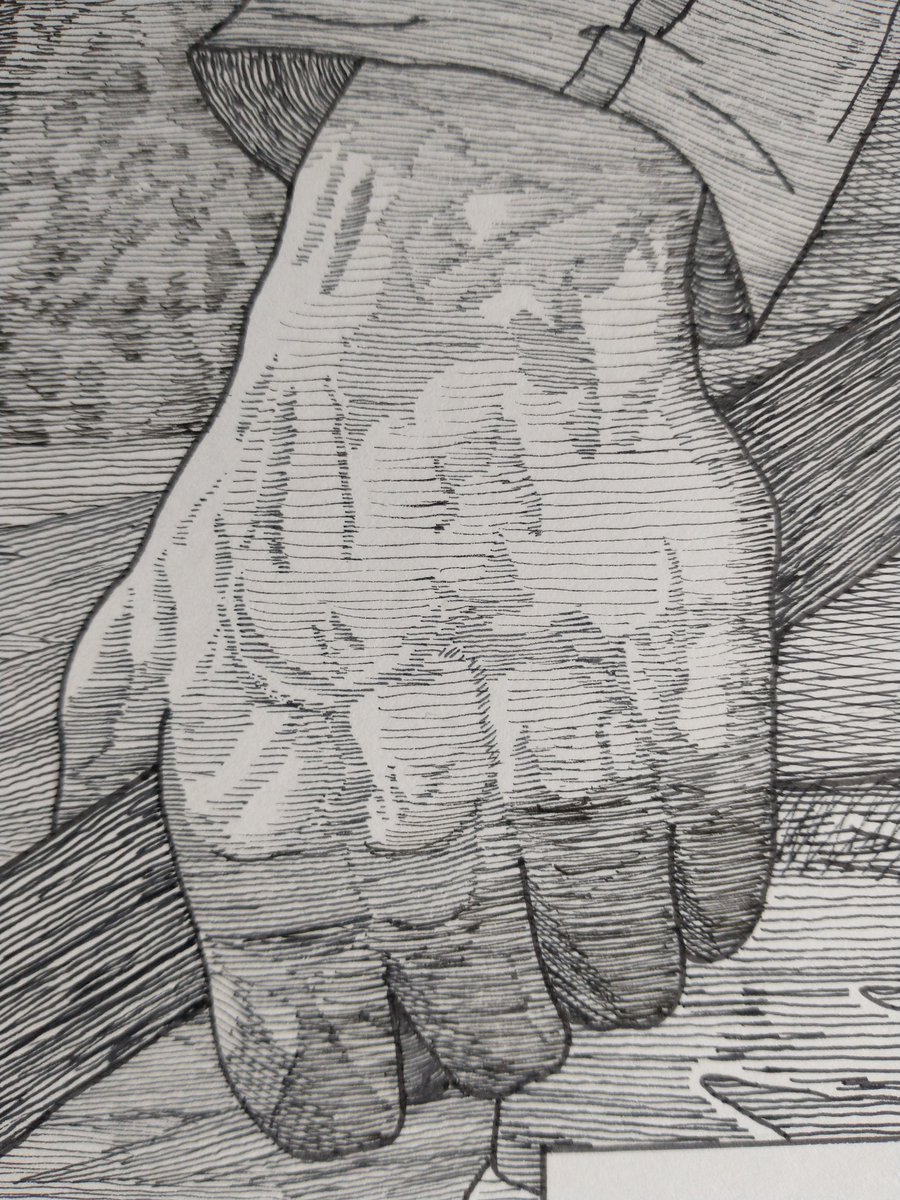Gonna start the fanart week on May 6. Meanwhile, here's a hand from an upcoming comic page:

#WIP #fanart #illustration #artrwt #artmoots #penandink