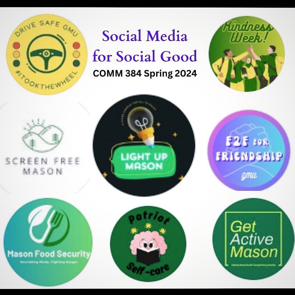 This spring semester, #MasonCOMM students in Prof. Mims (@mimsPR) COMM 384 class pivot from “personal” to “purposeful” in social media for social good campaign projects. 🔗communication.gmu.edu/articles/20670 #MasonNation #SocialMediaforSocialGood