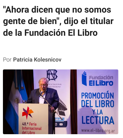 No, es de cuando dejaron que patotearan a los ministros de cultura, cuando dejaron que patotearan a Noriega y a periodistas de TN. No te sorprendas, lindo.