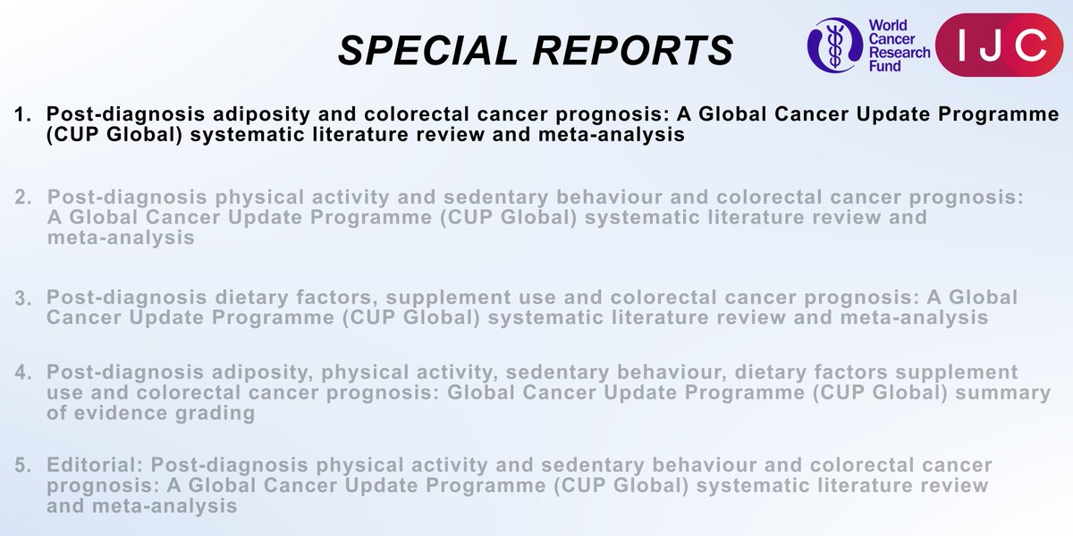 NOW ONLINE Being overweight after #ColorectalCancer diagnosis might affect your health. Read more in this special report by @wcrfint, @WCRF_UK 🔓➡️doi.org/10.1002/ijc.34…