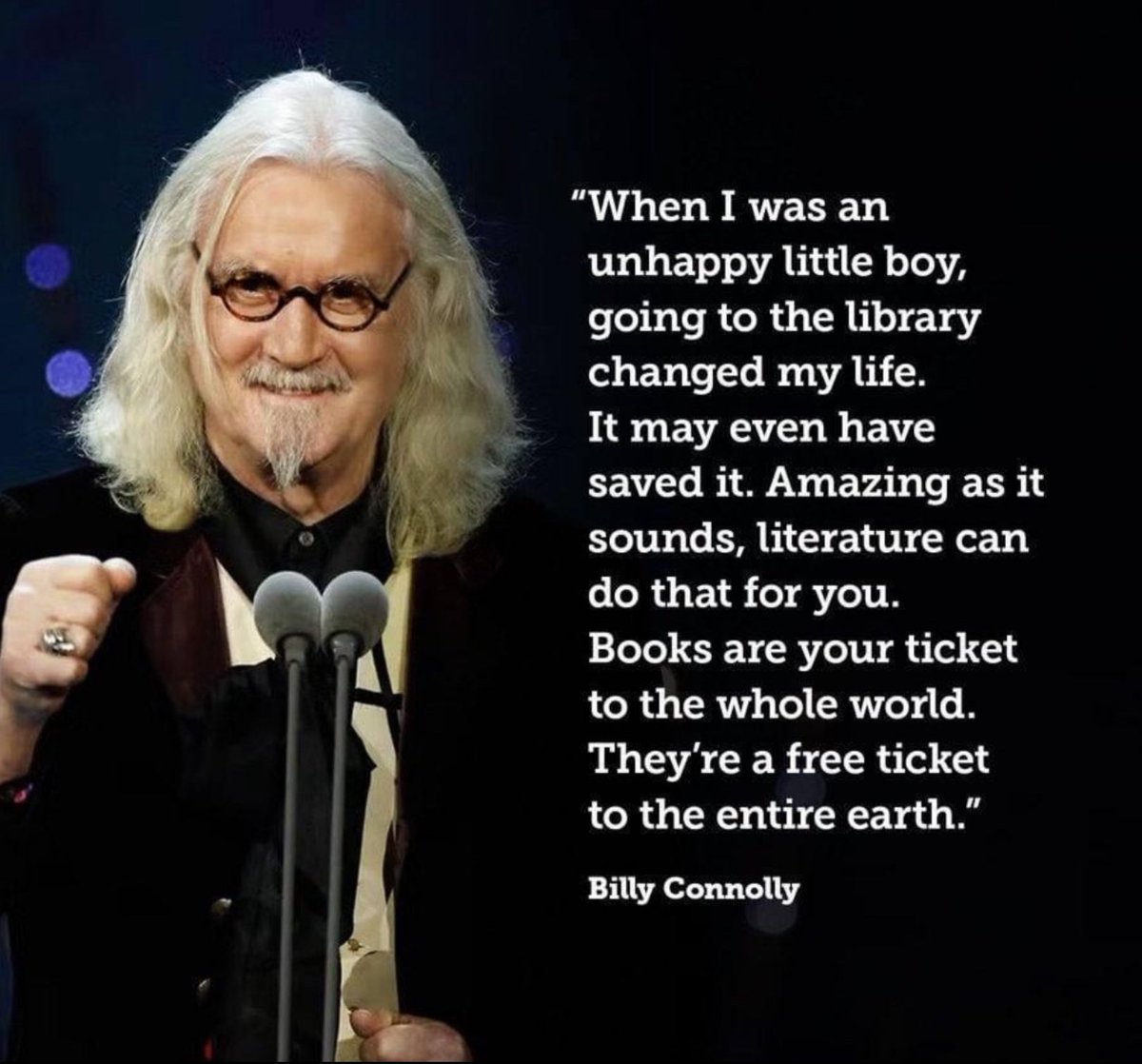 I’ve been to so many places without ever leaving my couch. Go get lost in a book today. 📚😊 #booksbooksbooks #freeticket #billyconnolly #thursdaythoughts