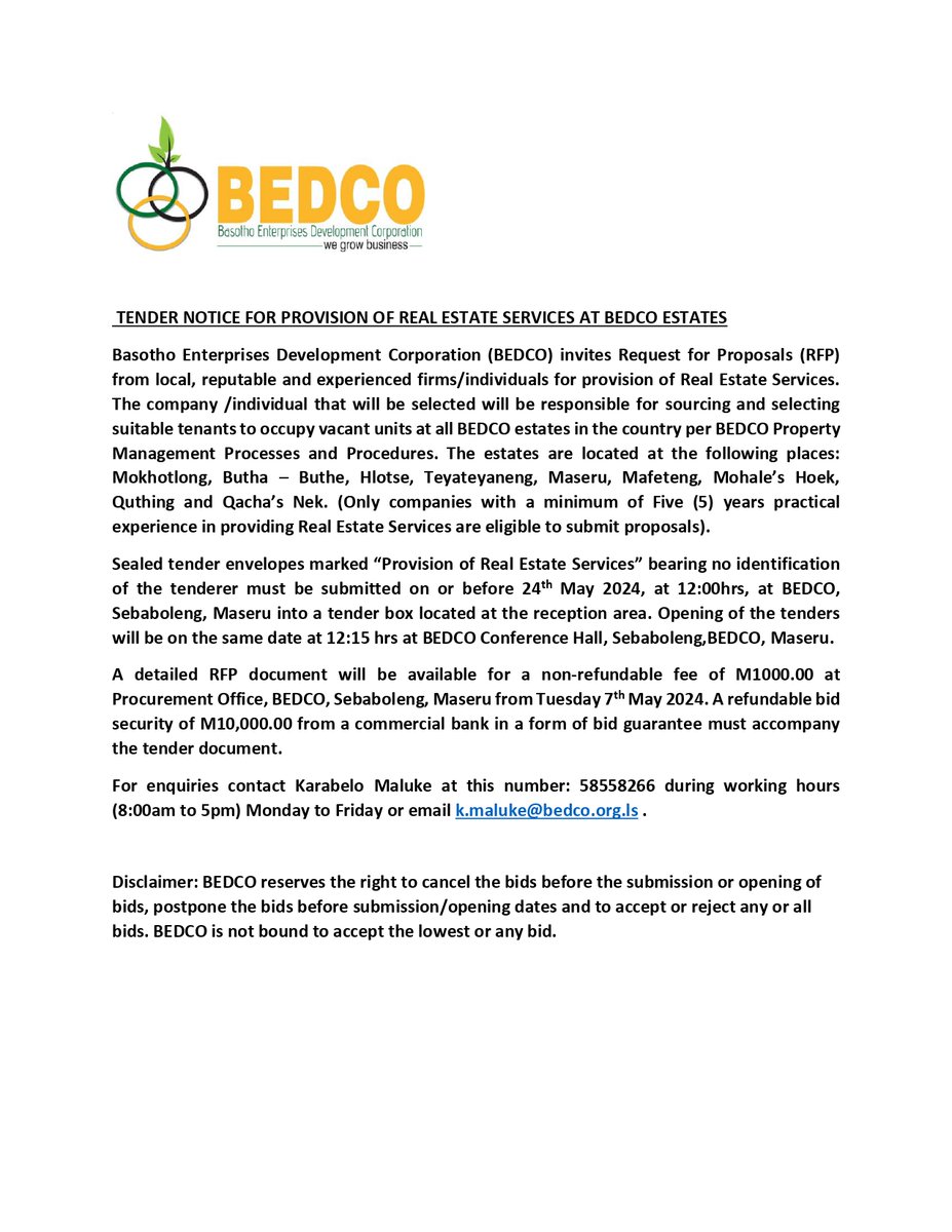 Basotho Enterprises Development Corporation tweet media