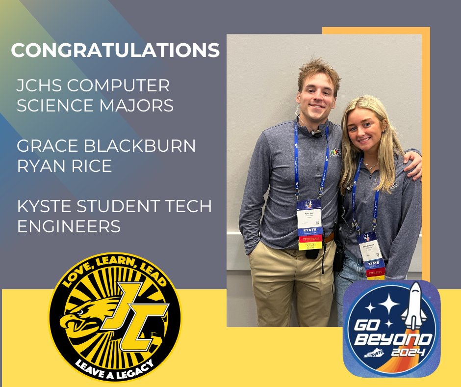 Congrats to our two Project Navigate computer science students from @JC_Schools, who were chosen to serve as student tech engineers at the @kystetech conference in Louisville. #navigateapprenticeships #uswepproject