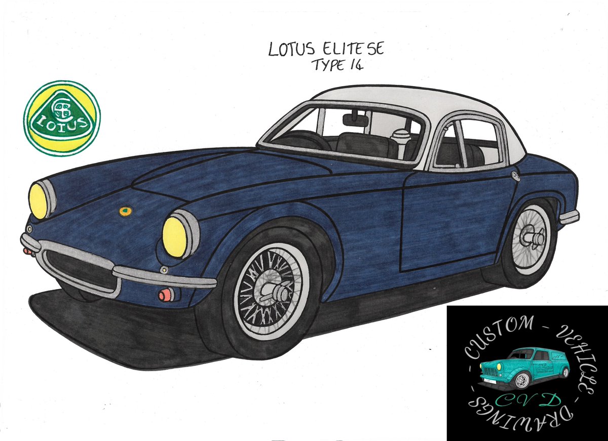Hi all, the first of todays drawings in my all new drawing series Lotus Cars 1952-2010 is Lotus' first foray further upmarket in tuned spec. #lotuscars #lotuselite #lotuselitese #lotuselitetype14 #lotuscarsuk