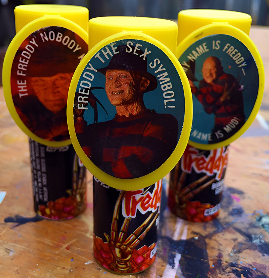 DinosaurDracula's tweet photo. Gentle reminder that back in '89, Freddy Krueger had his own line of mass-produced bubble gum, which came in tubes that identified him as a sex symbol. https://t.co/R5057xaJJ5