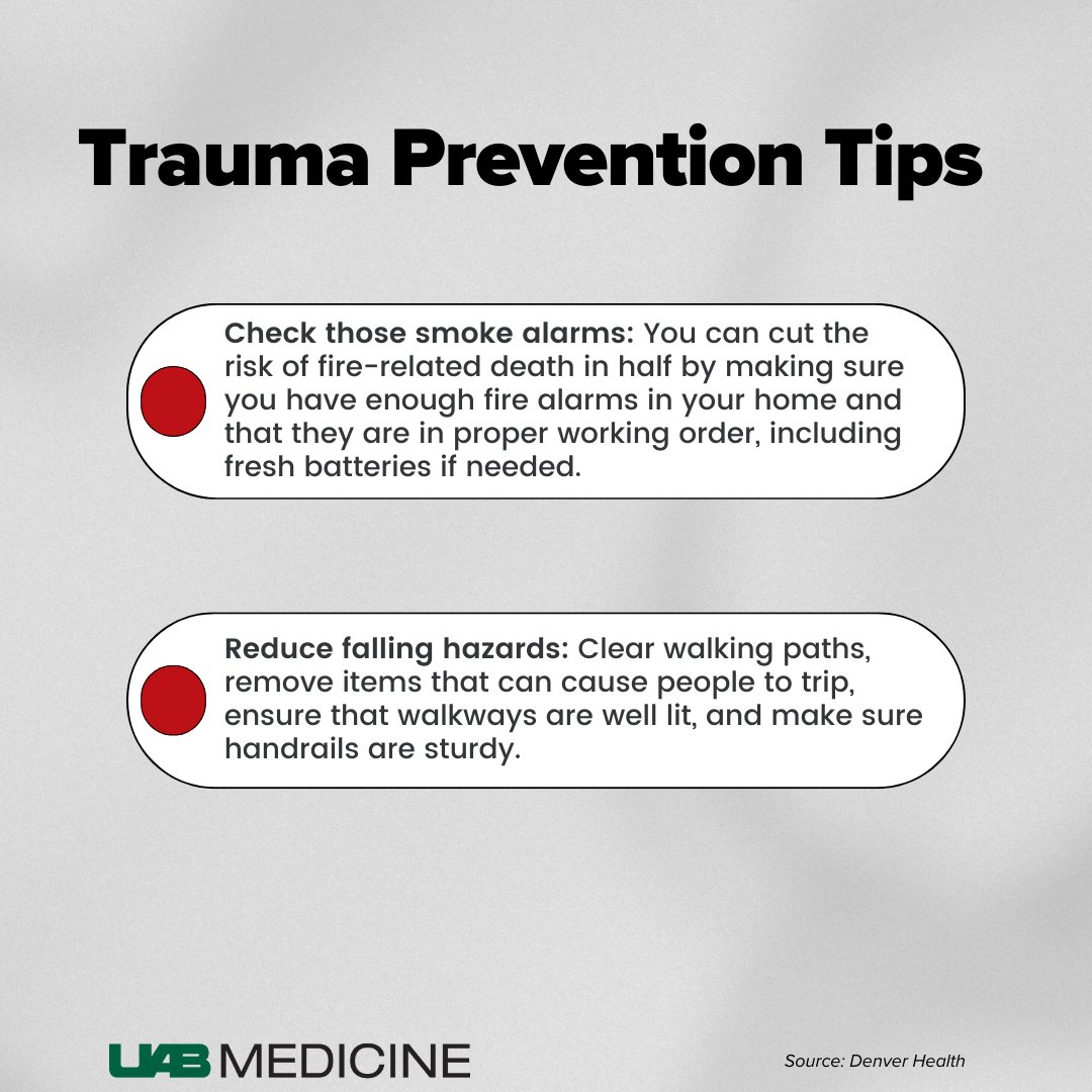 May marks #NationalTraumaAwarenessMonth, dedicated to increasing awareness of trauma's impact and advocating for preventive measures. Explore the following tips to safeguard against the most common instances where trauma may occur. 🚑🩹