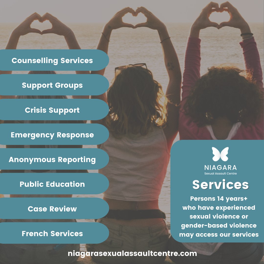 🔎Anyone 14 years+ who have experienced SV or GBV may access our services. 🌺Counselling Services 🌺Support Groups 🌺Crisis Support 🌺Emergency Response 🌺Anonymous Reporting 🌺Public Education 🌺Case Review 🌺French Services 📞905 682 7258 📱niagarasexualassaultcentre.com