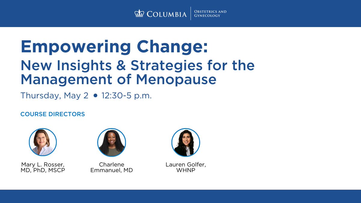 Our #menopause management symposium, led by Course Directors @DrMaryRosser, Dr. Charlene Emmanuel, and Lauren Golfer kicks off today at 12:30 PM.