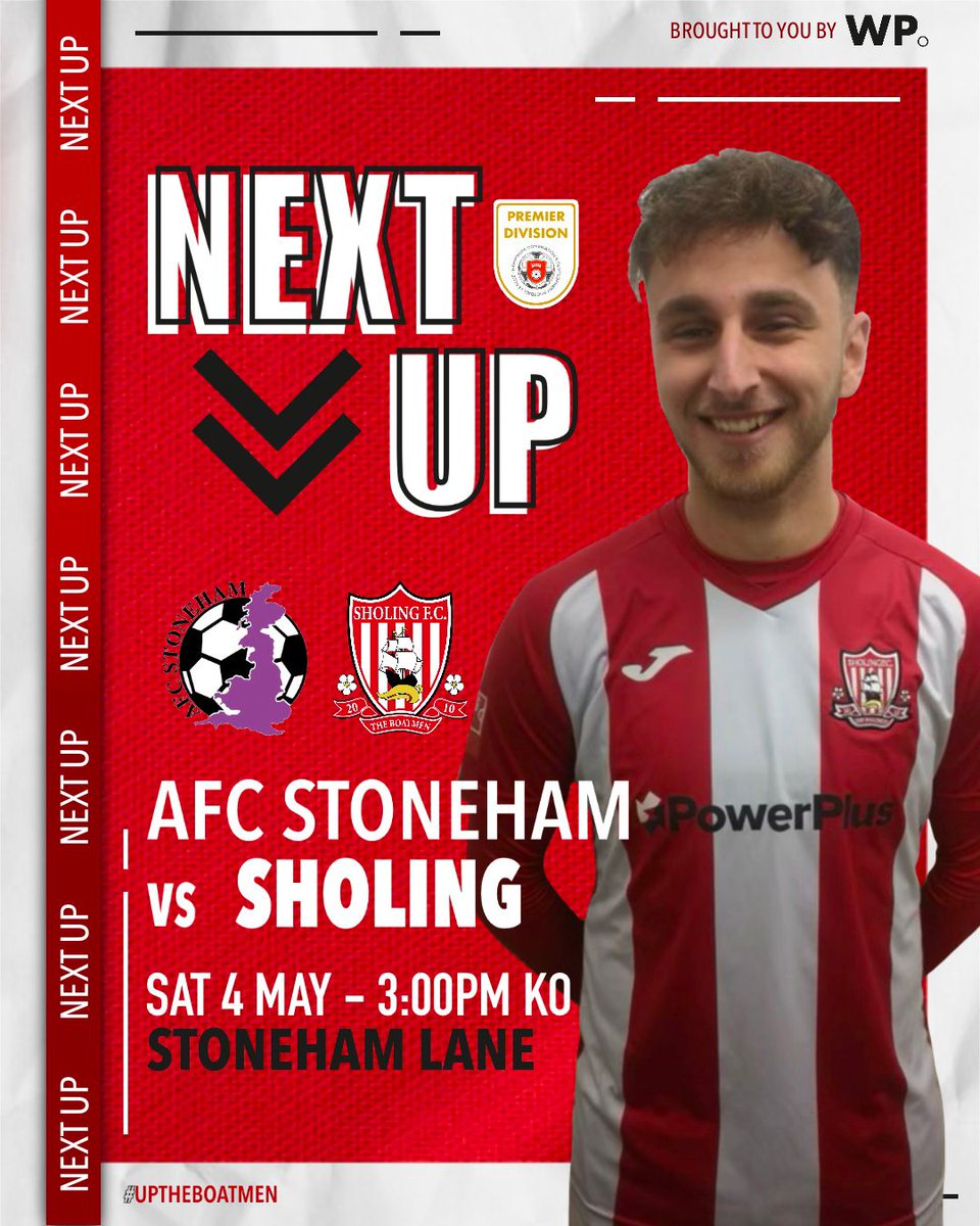 NEXT UP

The young Boatmen head to @afc_stoneham for a @HantsCombLeague fixture, after they kindly agreed to reverse the game to their ground!

#UpTheBoatmen
🔴⚪