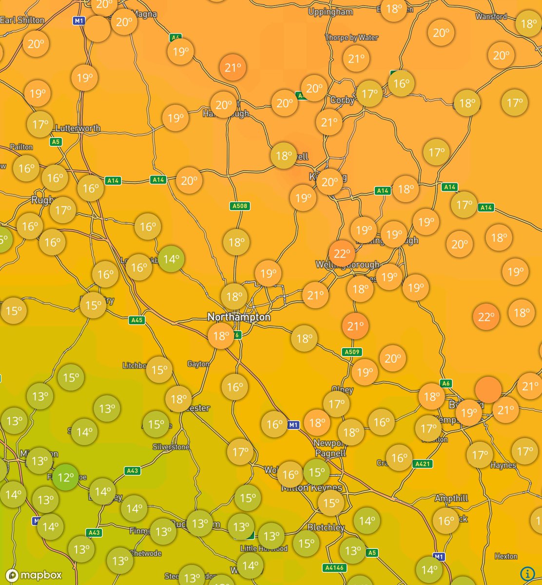 Warm in central and eastern parts of the county now that some hazy sunny spells have developed. Cooler towards southwestern areas where cloud persists. A risk of a heavy shower/thunderstorm later this afternoon into the evening.