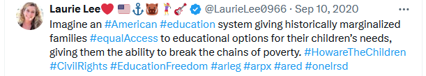 Great news, Laurie! The #AREducationalRightsAmendment will do ALL of this. Here are locations where you can sign the petition #ForARKids: forarkids.org/where-to-sign
#Arkansas #arpx