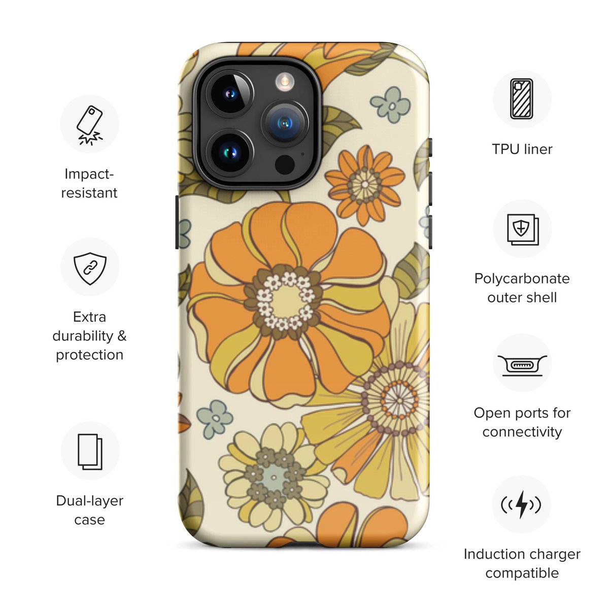 Retro Floral Tough Case for iPhone® 11 and up, Christmas gifts, Birthday gifts, Flower case tuppu.net/eb23a477 #MothersDay #GiftsforMom #FathersDay #HandmadeGifts #Etsy #EtsyShop #MemorialDay #FourthofJuly #BirthdayGifts