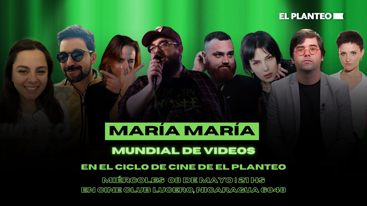 Imagínate una Batalla de los Gallos mezclada con MTV de los 90. ¿Qué? Ese es el Mundial de Videos de <a href="/elplanteo/">El Planteo 🌱</a>. Próximo miércoles, VJs compiten por el premio máximo. Jurado: <a href="/bertikson/">Bertikson Muñiz</a>, <a href="/eliacecilia/">Ceci Elía</a> &amp; <a href="/JavierHasse/">Javier Hasse</a>. Dibuja en vivo <a href="/cupailustra/">Cupa</a>. Entradas 👉 eventbrite.com.ar/e/maria-maria-…