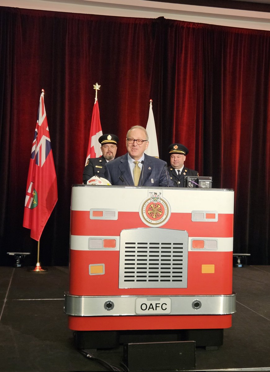 Today, we honour Minister @MPPKerzner with a white helmet in thanks for his hard work and determination to fire and life safety for Ontarians. #oafc2024