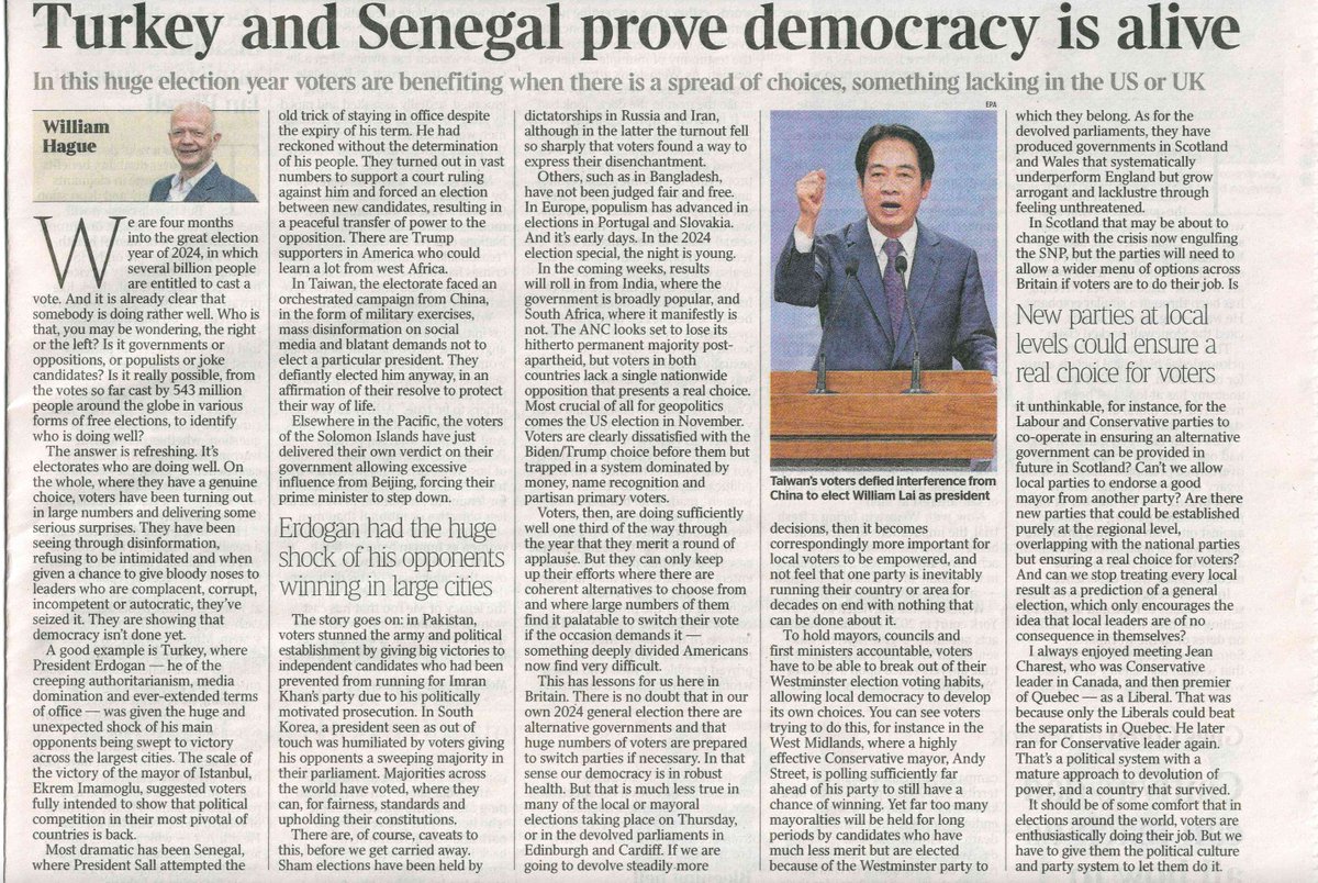 Glad to read in @thetimes former UK Foreign Secretary, @WilliamJHague, on my political career in Canadian and Quebec politics and the strength of Canadian federalism. #cdnpoli #PolQc