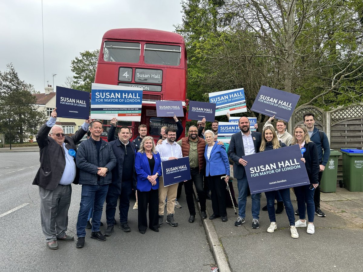 Next stop: Bexley with @JamesCleverly. Everywhere we go people say Sadiq Khan just isn’t listening. We need to clamp down on crime, scrap the ULEZ expansion and stop Khan’s pay-per-mile plans. Polls close at 10pm, remember to bring ID to vote #VoteSusanHall #GetKhanOut
