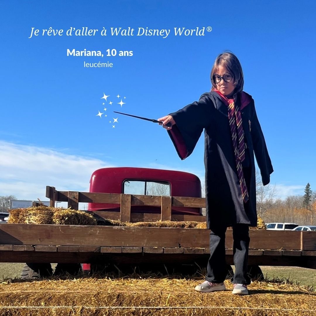 C’est la Journée internationale de Harry Potter! Aujourd'hui, nous célébrons Mariana, une jeune sorcière qui a fait preuve d’une résilience exemplaire dans sa lutte de trois ans contre la leucémie. #JournéeInternationaleDeHarryPotter #RevesDEnfantsCanada #MakeAWishCanada