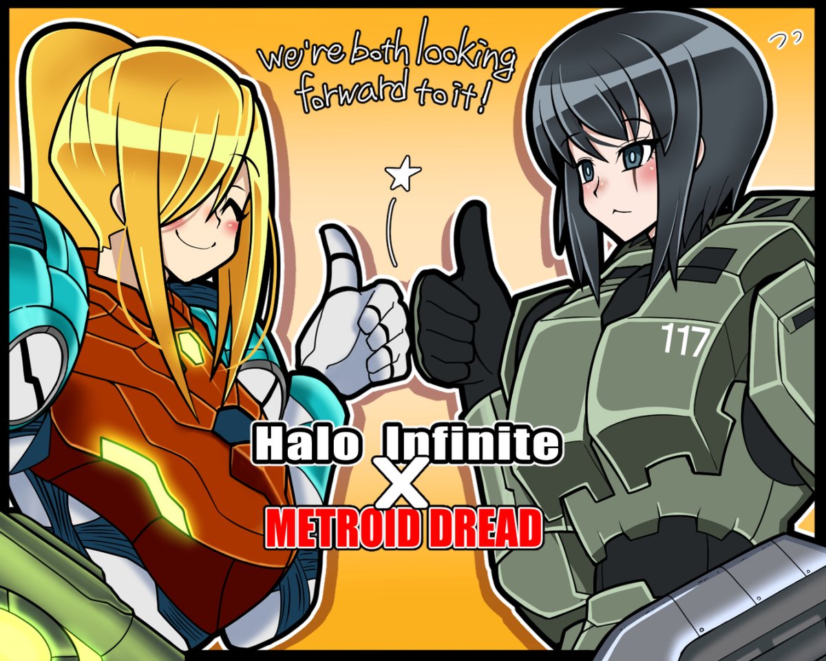 This is a collaborative work drawn when Metroid Dread and HALO Infinity were released at the same time! I really hope we can collaborate someday.🙏