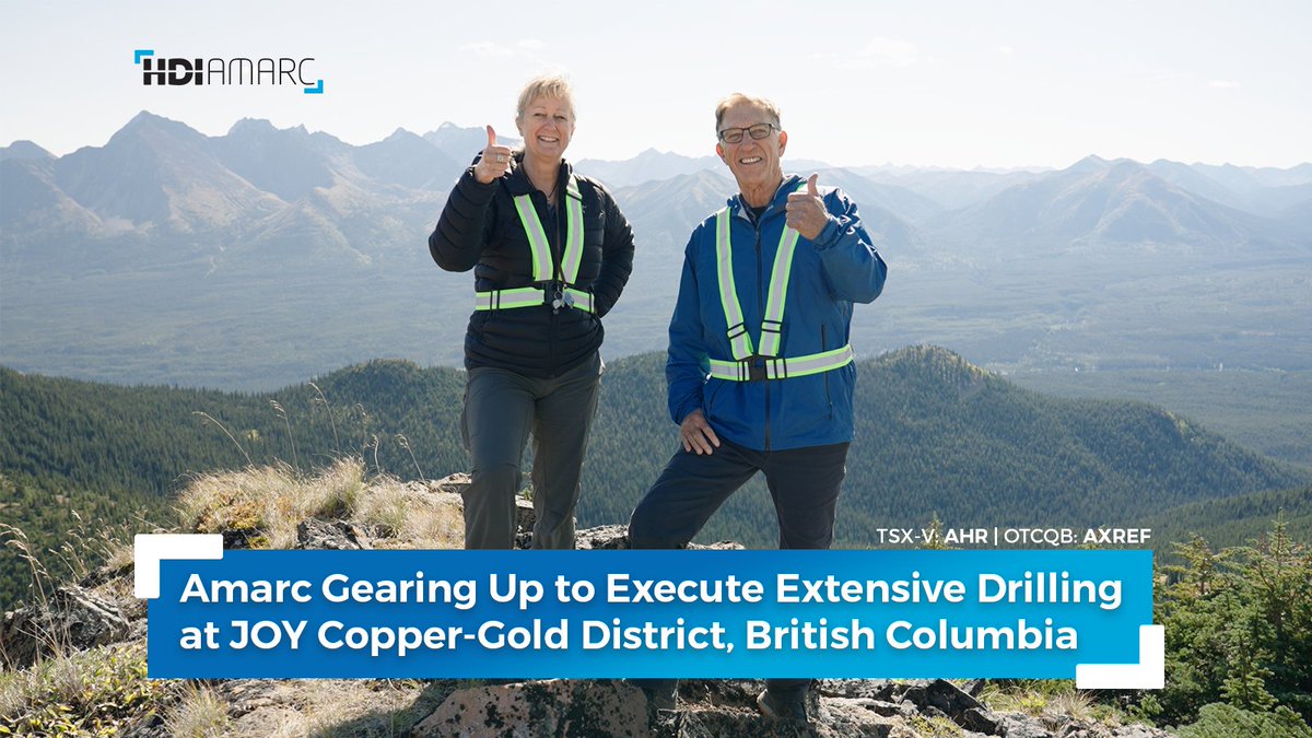 Amarc $AHR.V | $AXREF Gearing Up to Execute Extensive Drilling at JOY Copper-Gold District, British Columbia ▶️ Program planned to start in June and will be fully funded by Freeport, which is earning-in at JOY, with Amarc continuing as operator. Release: hubs.li/Q02vSYq20