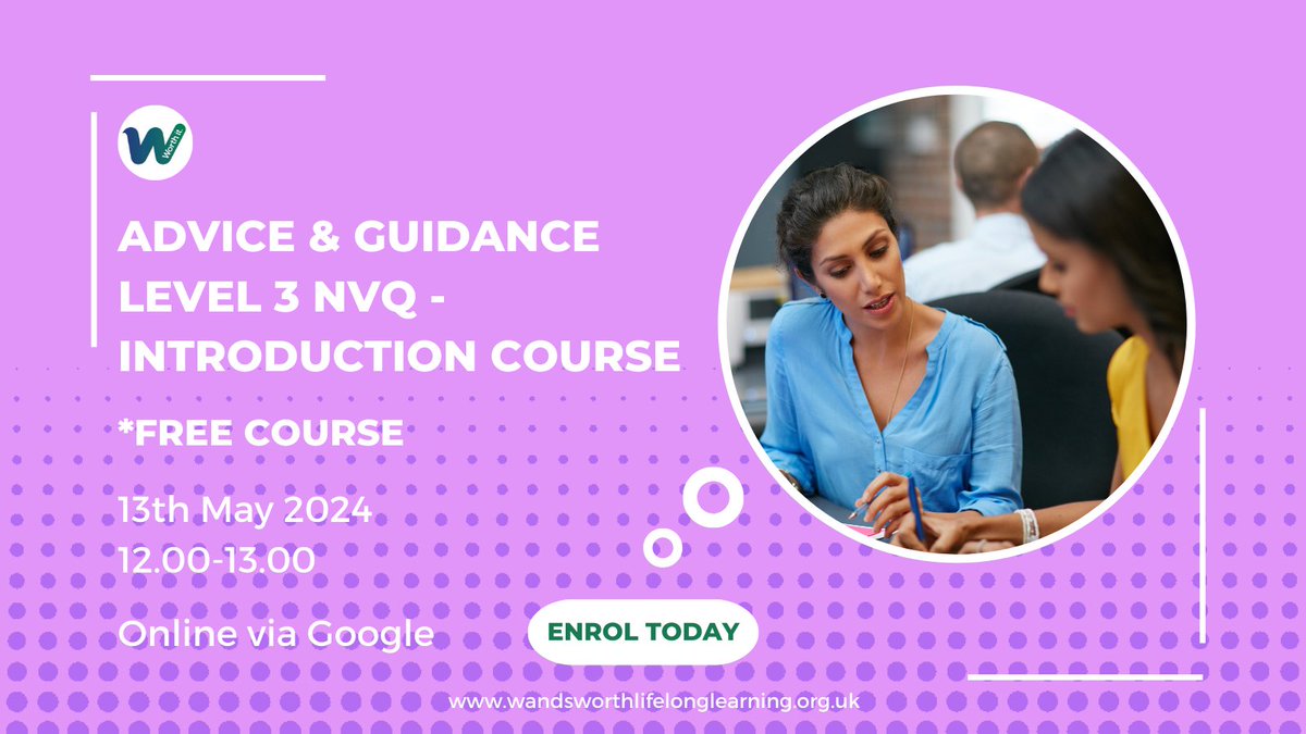 This programme is a career game changer for anyone in roles where giving advice & guidance is key. The intro to the L3 NVQ #IAG course is mandatory to enrol for the full course. Register today: forms.office.com/e/vv90d36h3b #Freecourse, subject to criteria #wandsworthlifelonglearning